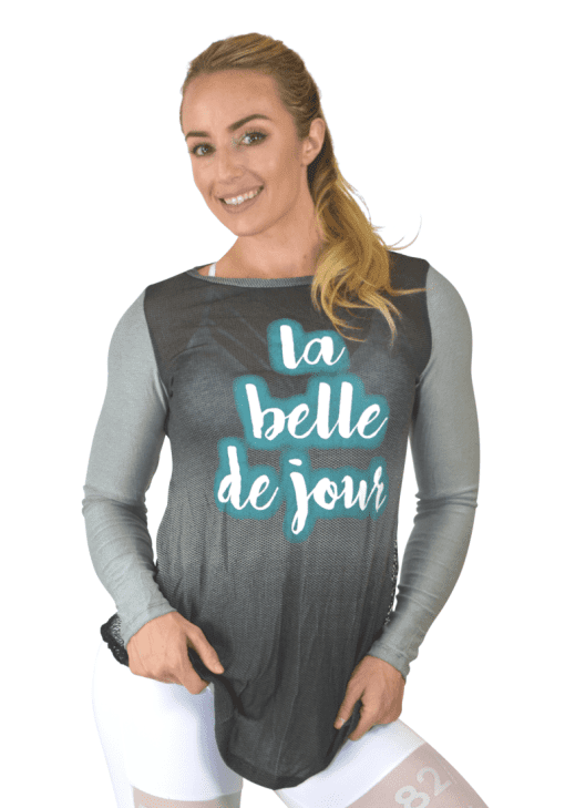 CAJUBRASIL Long Sleeve Shirt 9045 La Belle-Sexy Workout Top-Yoga Top Charcoal