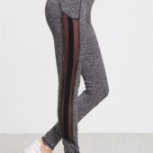 ECO Grey Marled Knit Mesh Leggings Yoga Pilates Leggings Black