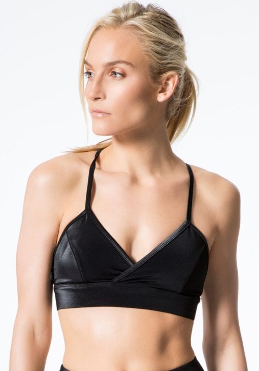 L'URV Leather Lust Bralette-Black Top Sexy Workout Top