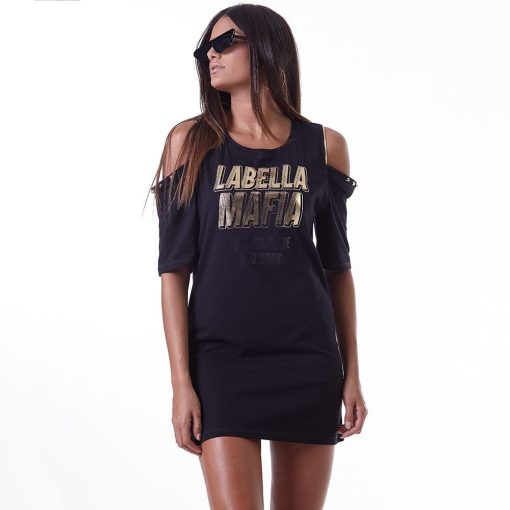 LabellaMafia Dress MVT16182 Dark Metal Striped Dress