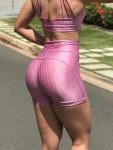 BFB Shorts- Cirre 3D Metalizada - Empina Bumbum - Pink Bebe