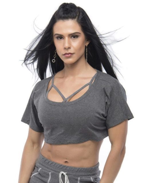 BFB Activewear Cropped Top Stylish loose fit - gray