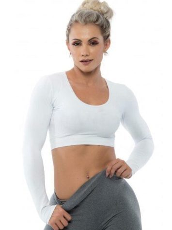 BFB Activewear Cropped Top Long Sleeve – White